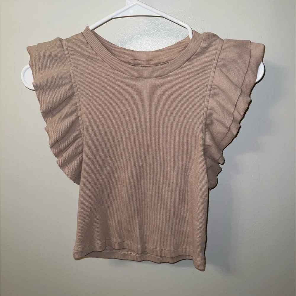 Basic Ruffle Sleeve Top - Picture 1 of 3